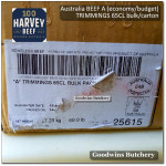 Australia BEEF TRIMMINGS 65CL daging sapi tetelan frozen HARVEY portioned 1.5" 4cm +/- 1.2kg (price/kg)